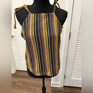 Madewell Texture & Thread Striped Multicolor Halter Top NWT Size Small